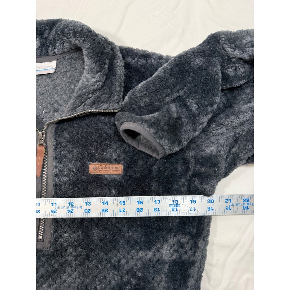 Columbia Pullover Womens M Fire Side II Sherpa XL0980 Gray Quarter Zip EUC